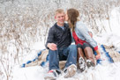 A beautiful snowy engagement shoot at Lapham peak state park in Delafield, WI